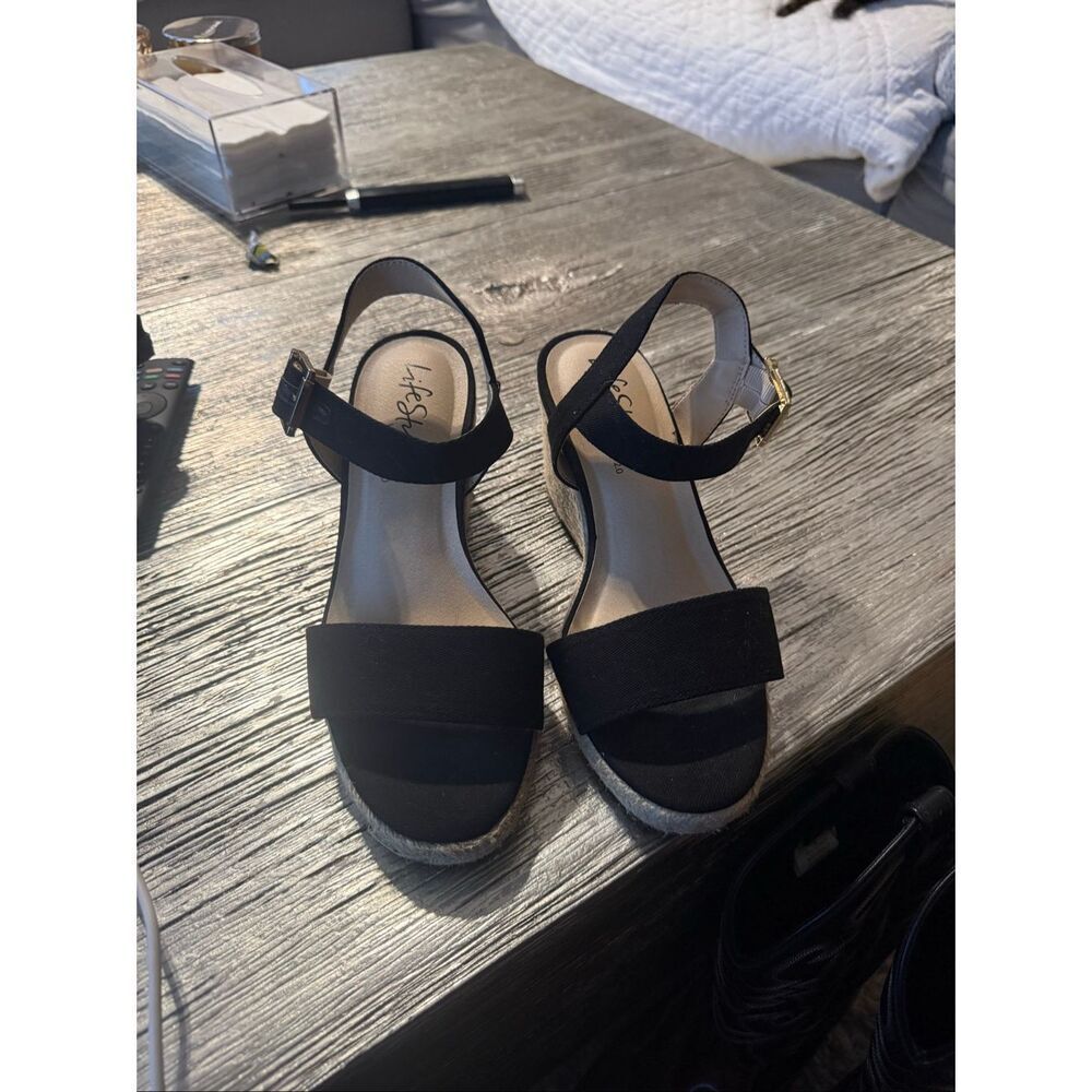 Life Stride Velocity 2 Black Fabric Tango 2 espadrilles Sz 9.5W EUC